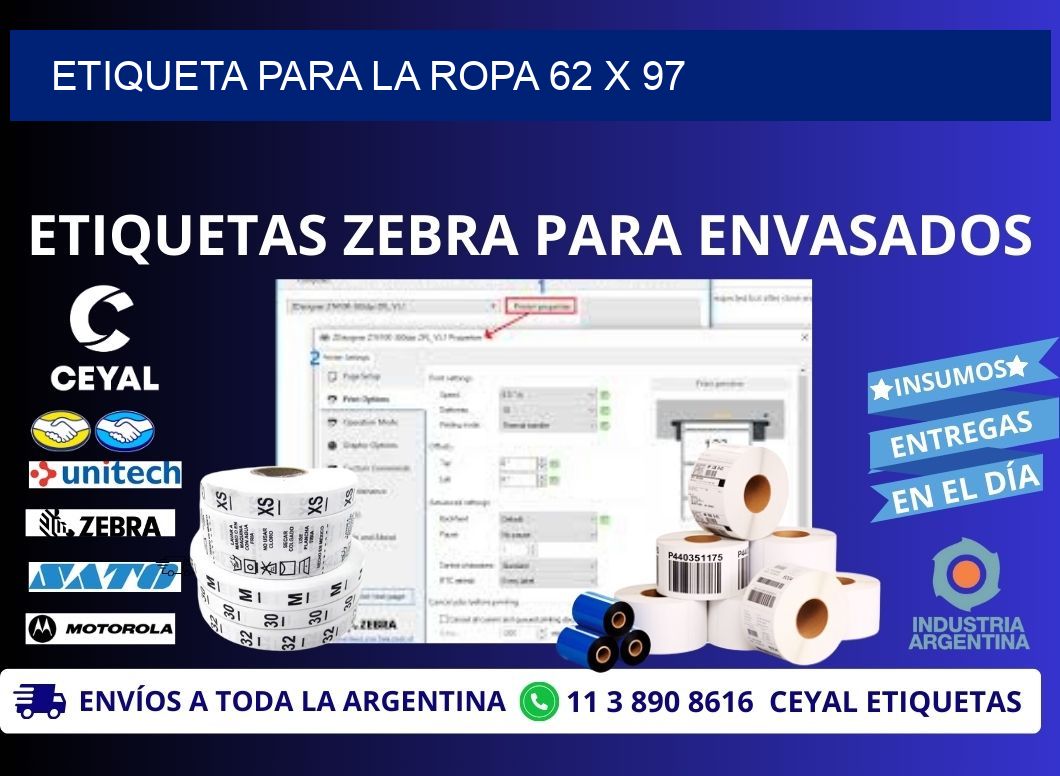 ETIQUETA PARA LA ROPA 62 x 97