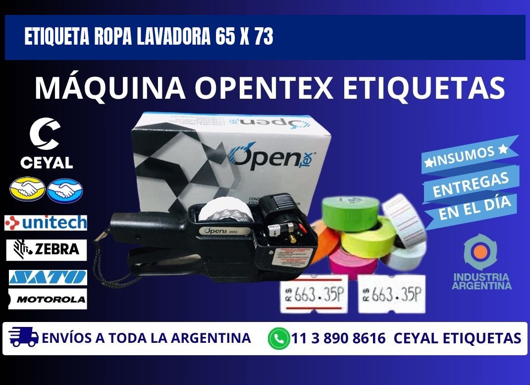 ETIQUETA ROPA LAVADORA 65 x 73