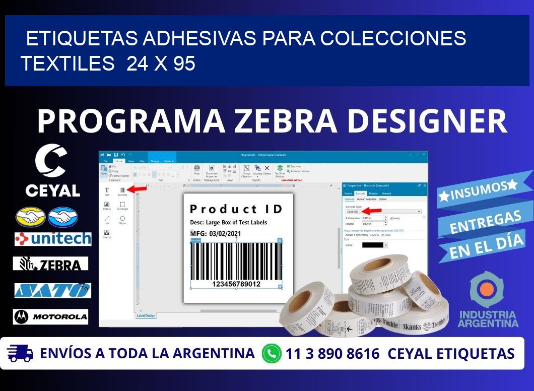 ETIQUETAS ADHESIVAS PARA COLECCIONES TEXTILES 24 x 95