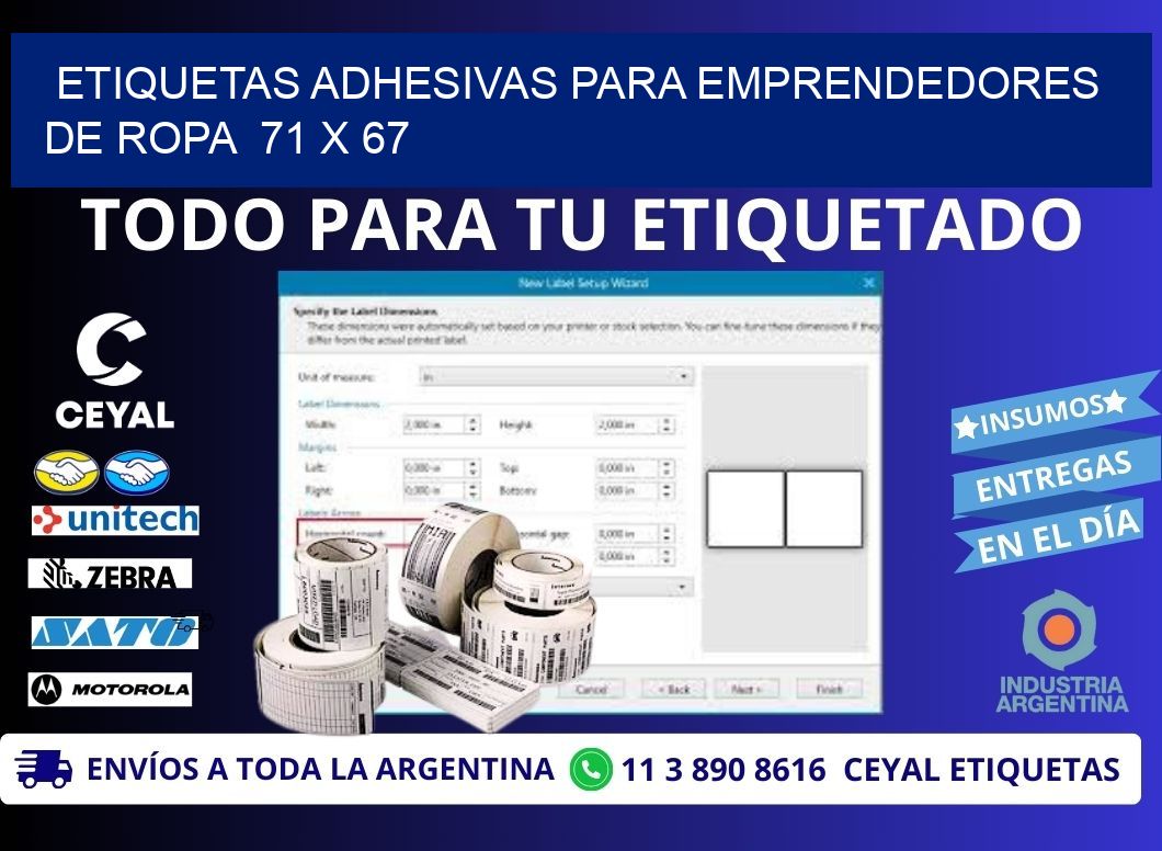 ETIQUETAS ADHESIVAS PARA EMPRENDEDORES DE ROPA 71 x 67