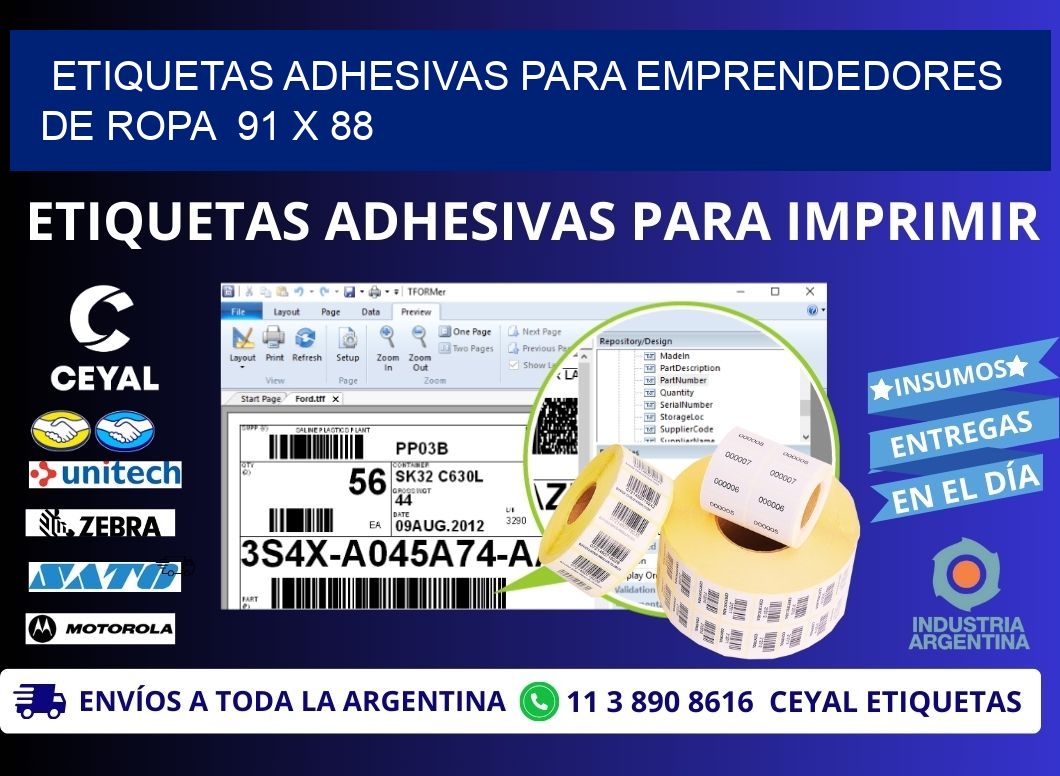 ETIQUETAS ADHESIVAS PARA EMPRENDEDORES DE ROPA  91 x 88