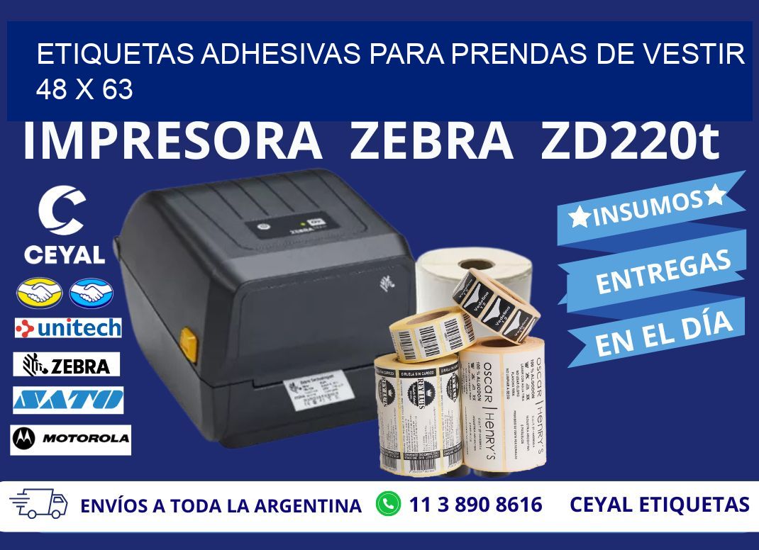 ETIQUETAS ADHESIVAS PARA PRENDAS DE VESTIR 48 x 63