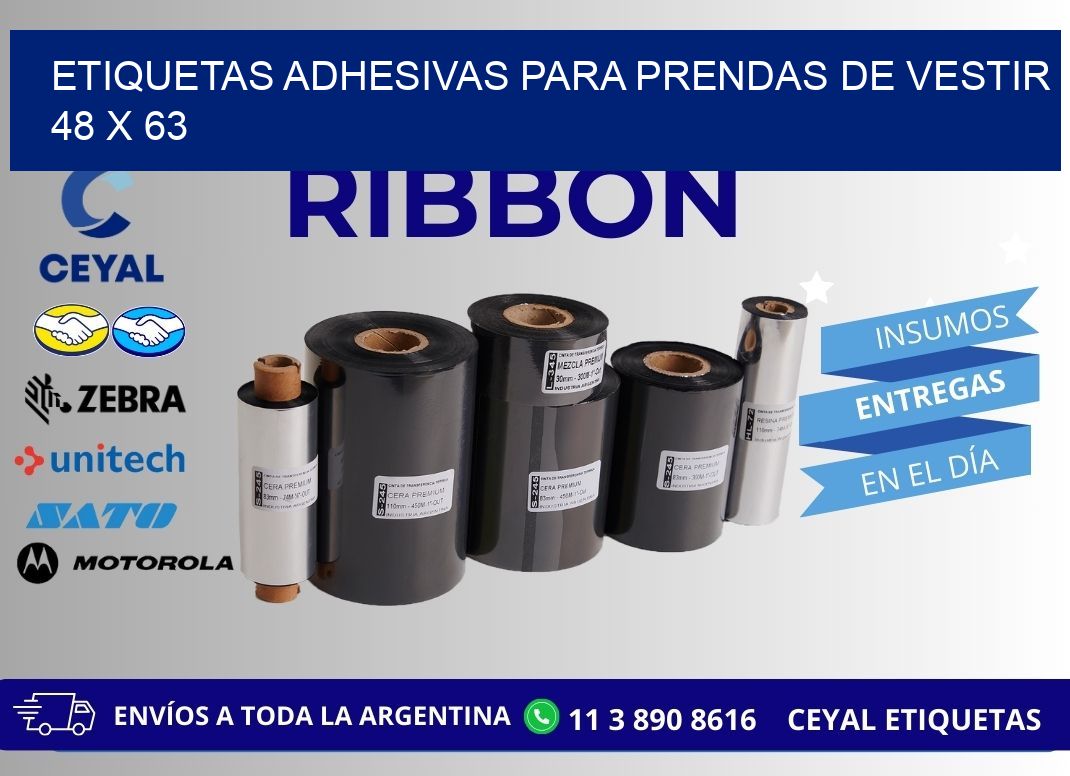 ETIQUETAS ADHESIVAS PARA PRENDAS DE VESTIR 48 x 63