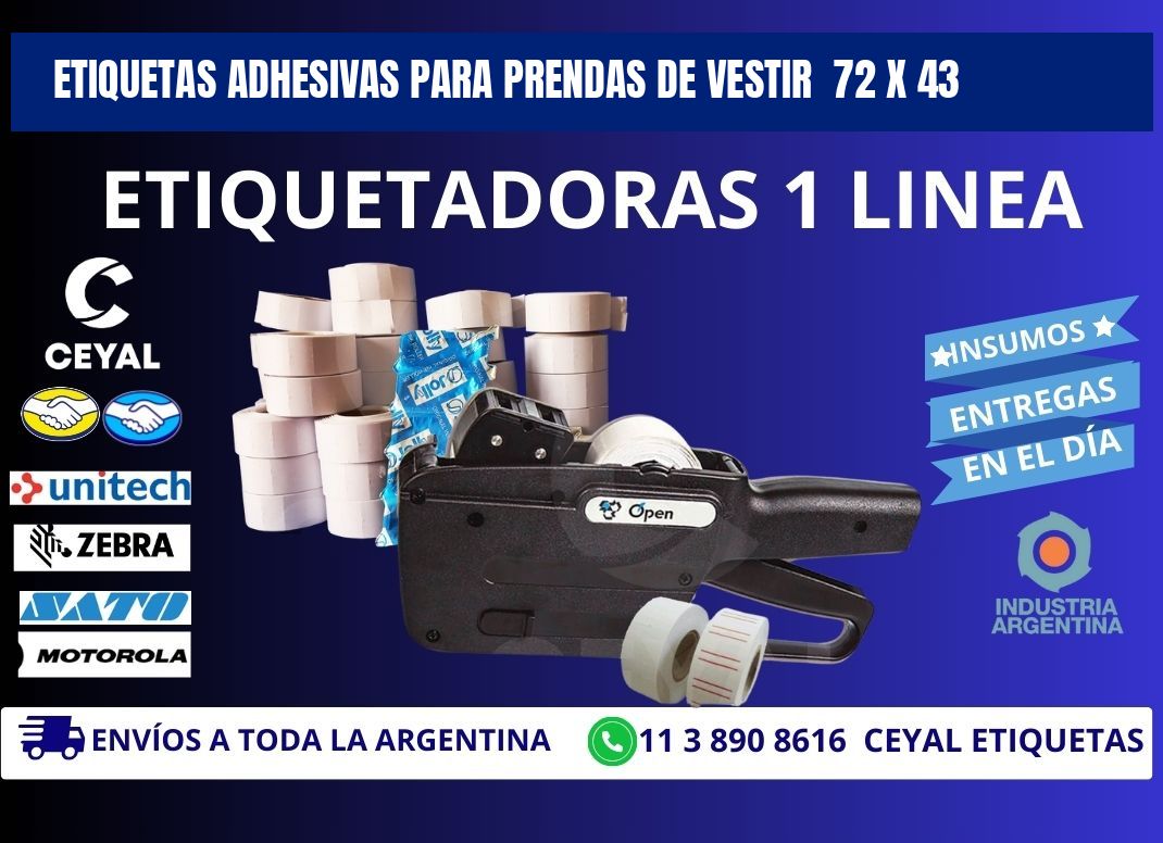 ETIQUETAS ADHESIVAS PARA PRENDAS DE VESTIR 72 x 43
