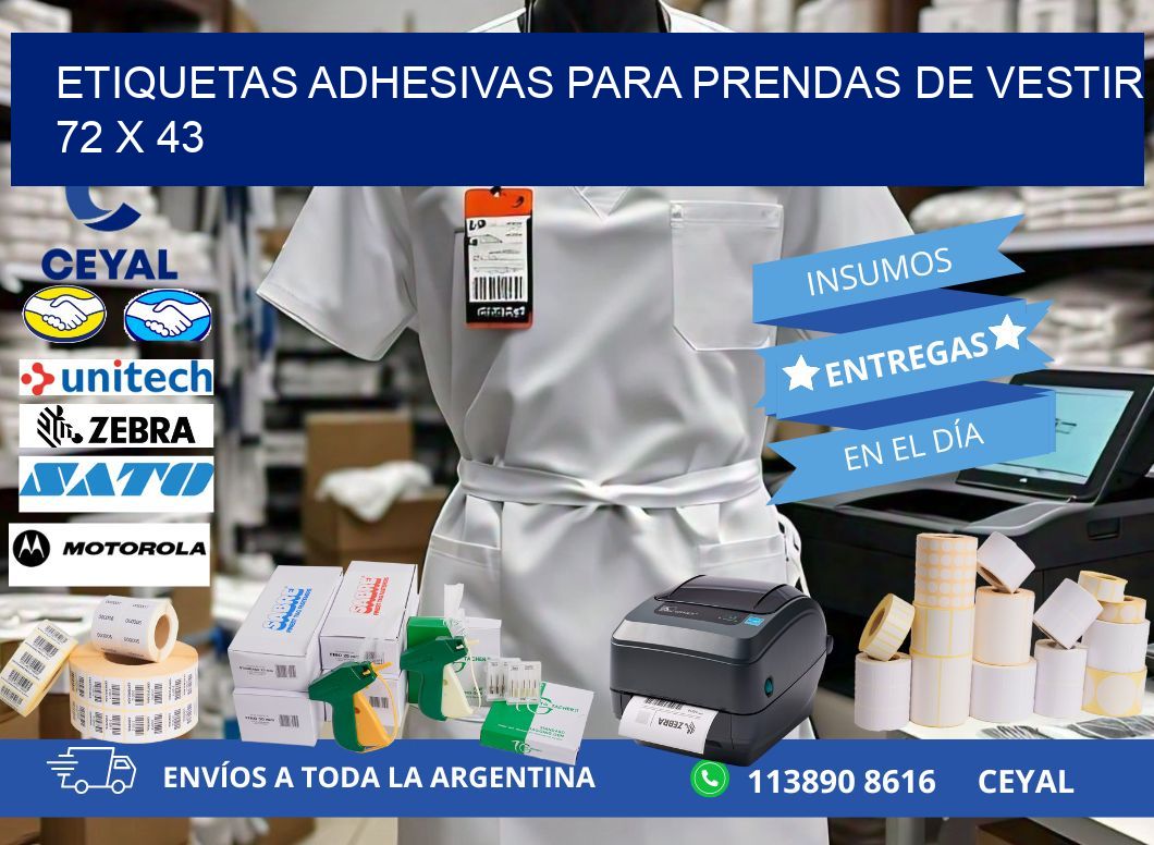 ETIQUETAS ADHESIVAS PARA PRENDAS DE VESTIR 72 x 43