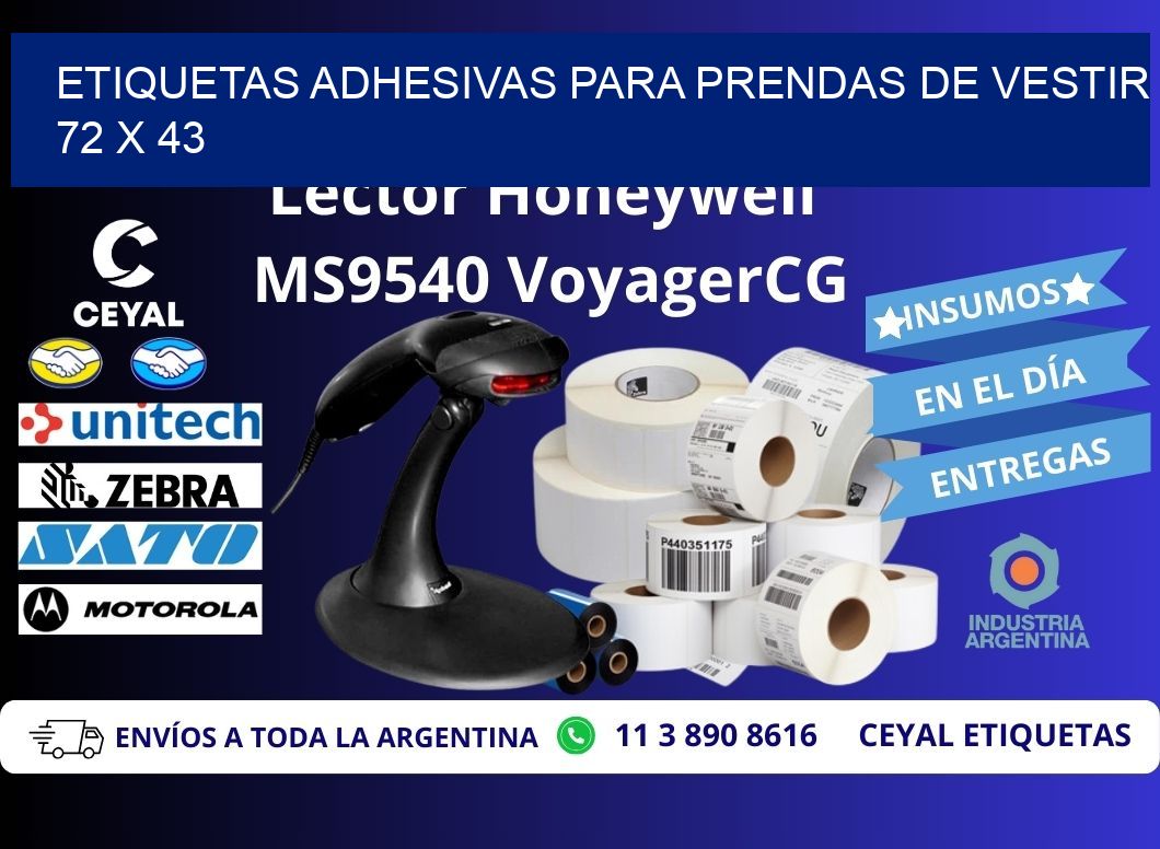 ETIQUETAS ADHESIVAS PARA PRENDAS DE VESTIR 72 x 43