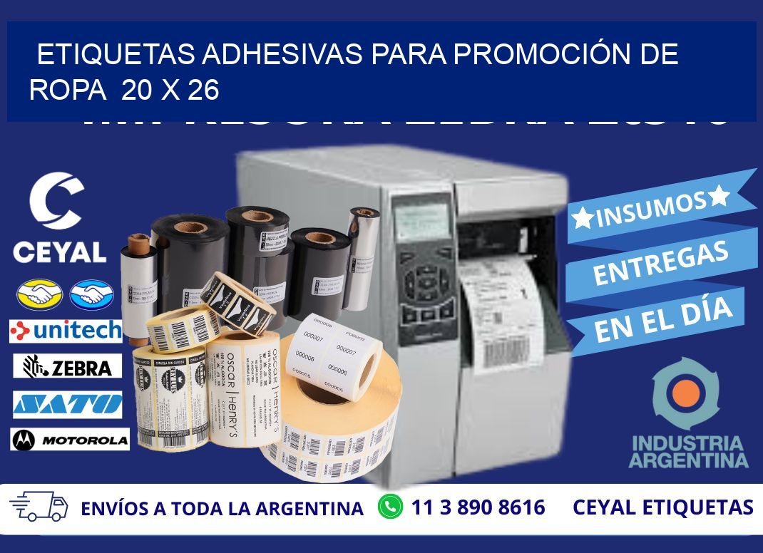ETIQUETAS ADHESIVAS PARA PROMOCIÓN DE ROPA 20 x 26