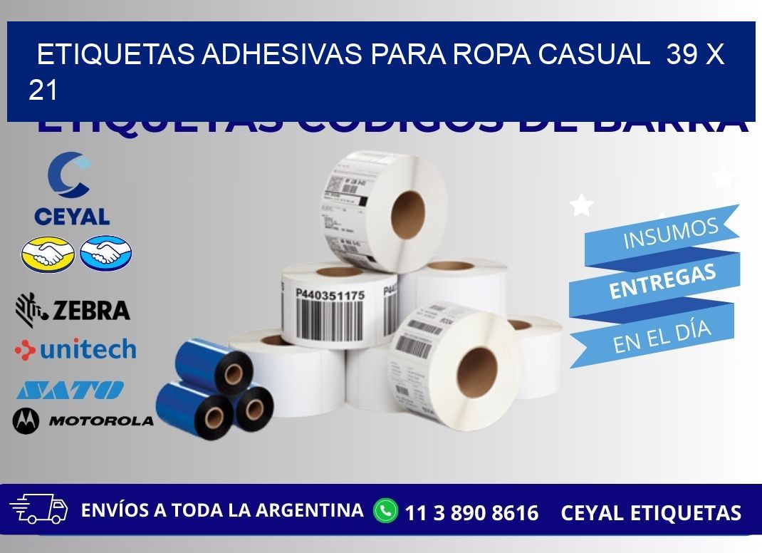 ETIQUETAS ADHESIVAS PARA ROPA CASUAL 39 x 21