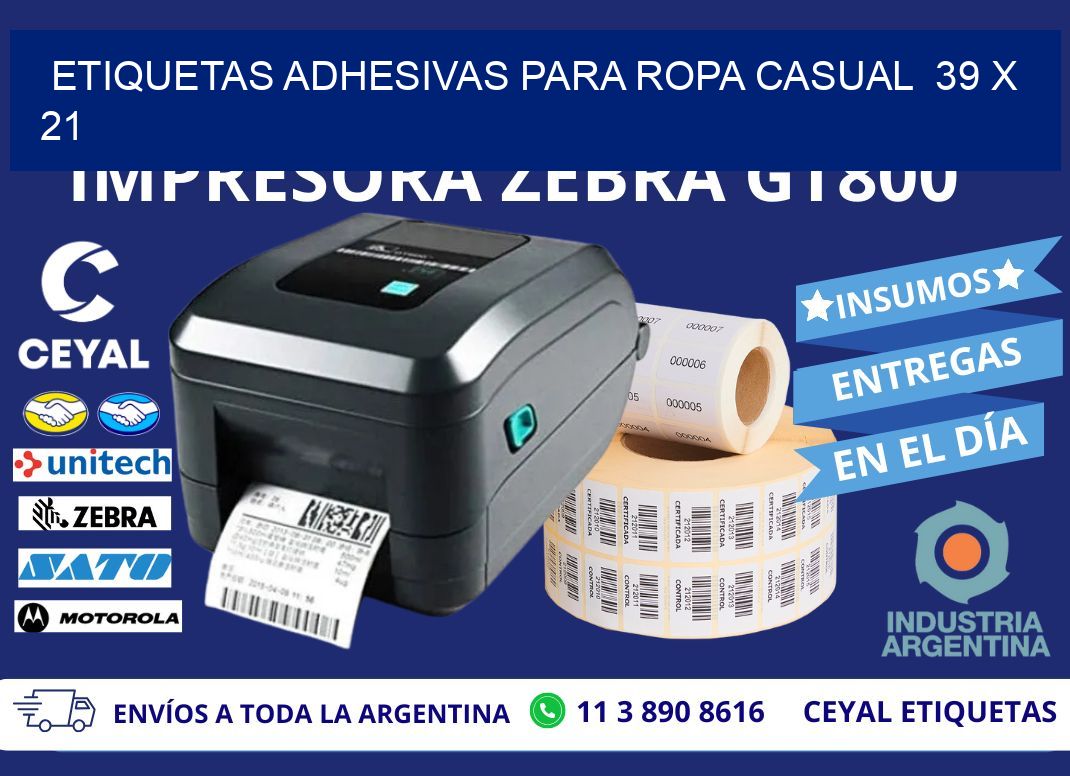 ETIQUETAS ADHESIVAS PARA ROPA CASUAL 39 x 21