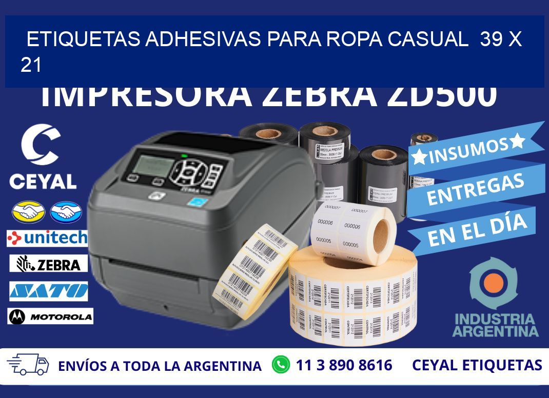 ETIQUETAS ADHESIVAS PARA ROPA CASUAL 39 x 21
