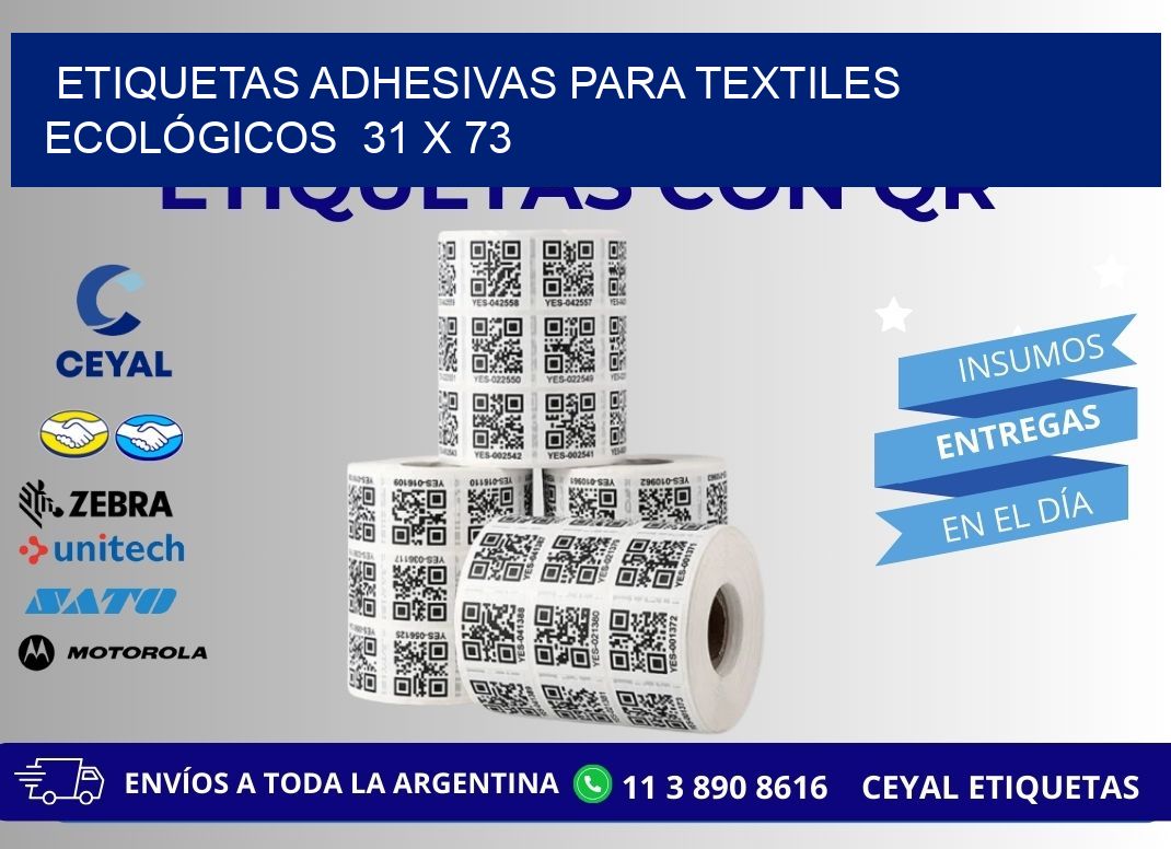 ETIQUETAS ADHESIVAS PARA TEXTILES ECOLÓGICOS 31 x 73