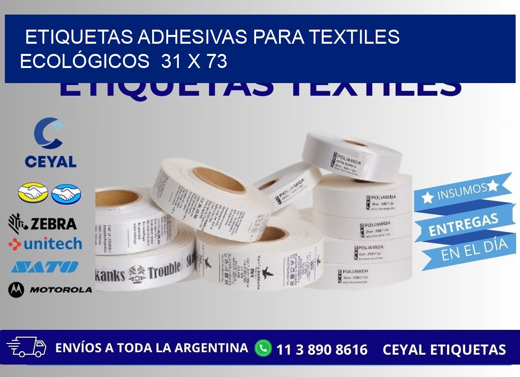 ETIQUETAS ADHESIVAS PARA TEXTILES ECOLÓGICOS 31 x 73
