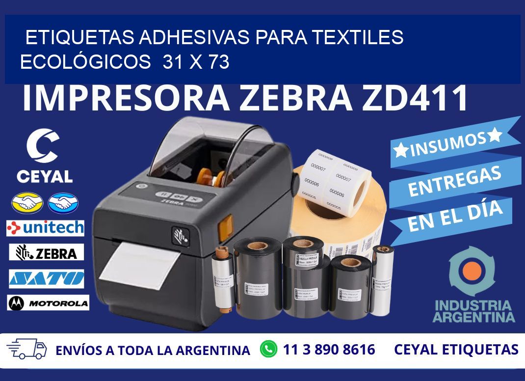 ETIQUETAS ADHESIVAS PARA TEXTILES ECOLÓGICOS 31 x 73
