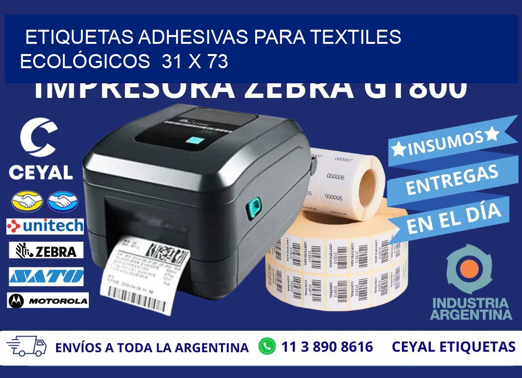 ETIQUETAS ADHESIVAS PARA TEXTILES ECOLÓGICOS 31 x 73
