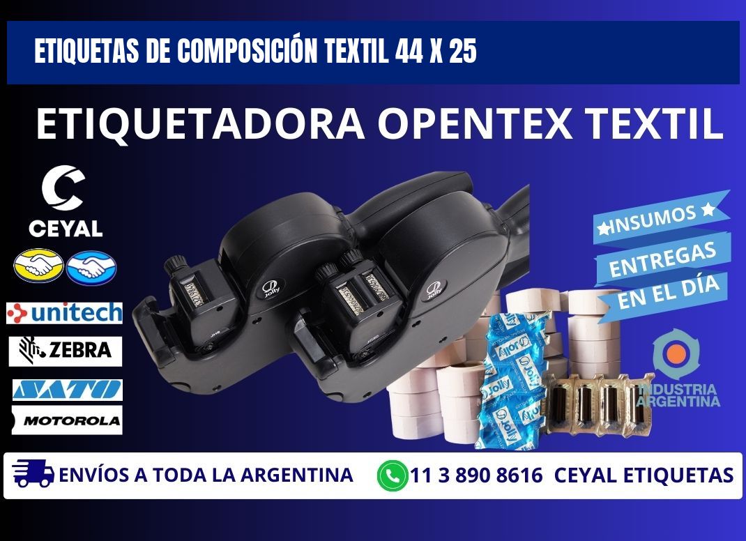 ETIQUETAS DE COMPOSICIÓN TEXTIL 44 x 25