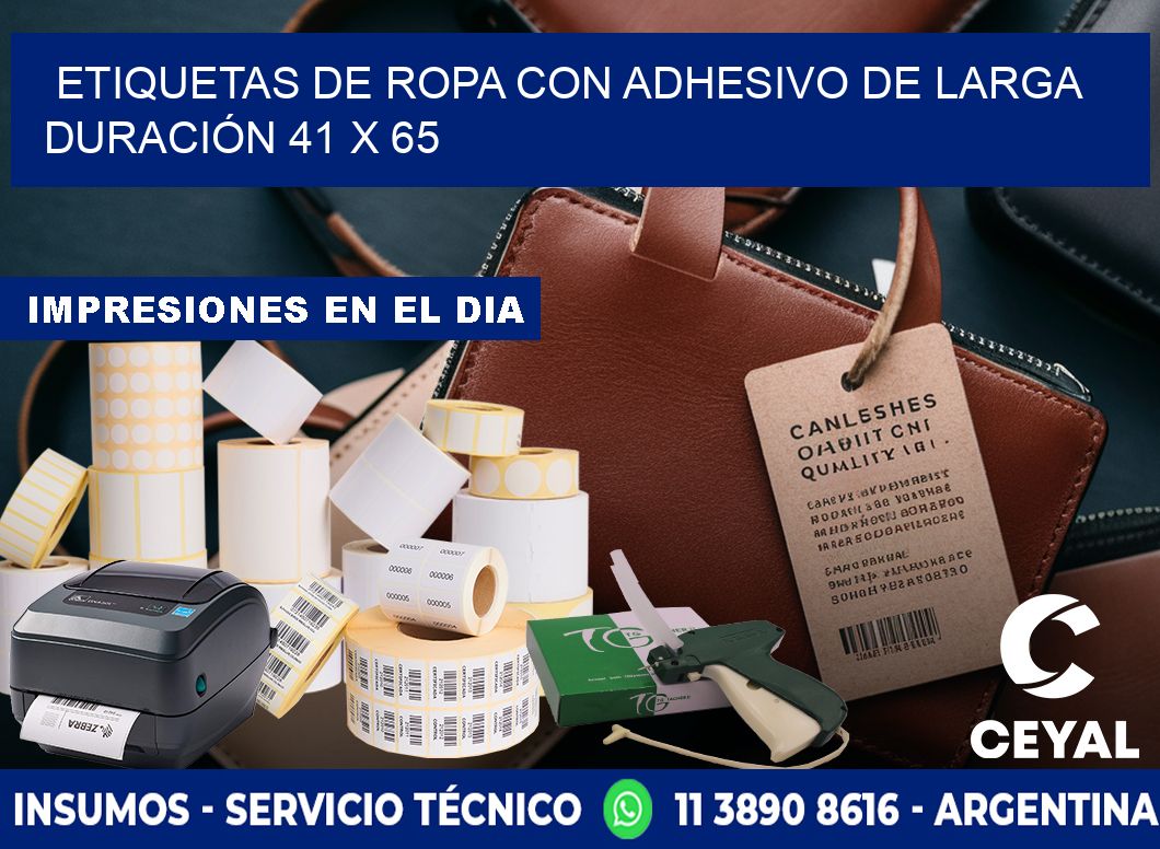 ETIQUETAS DE ROPA CON ADHESIVO DE LARGA DURACIÓN 41 x 65