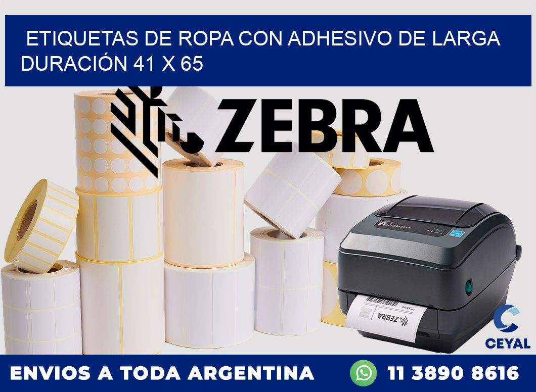 ETIQUETAS DE ROPA CON ADHESIVO DE LARGA DURACIÓN 41 x 65