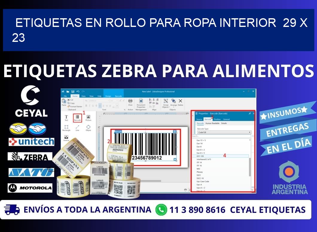 ETIQUETAS EN ROLLO PARA ROPA INTERIOR 29 x 23
