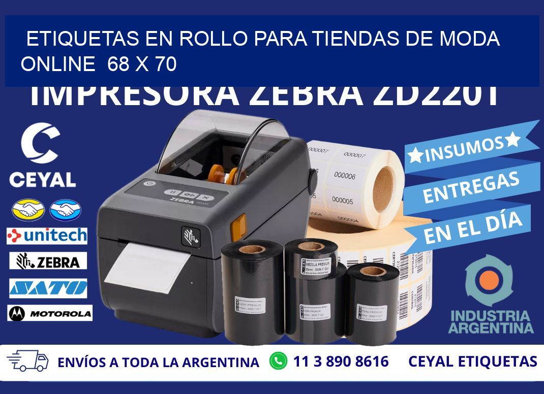 ETIQUETAS EN ROLLO PARA TIENDAS DE MODA ONLINE  68 x 70
