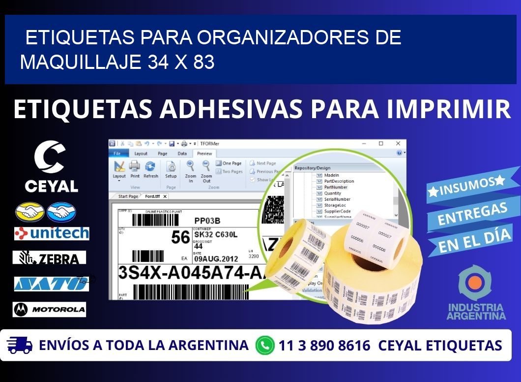 ETIQUETAS PARA ORGANIZADORES DE MAQUILLAJE 34 x 83