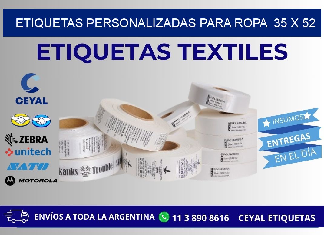 ETIQUETAS PERSONALIZADAS PARA ROPA 35 x 52