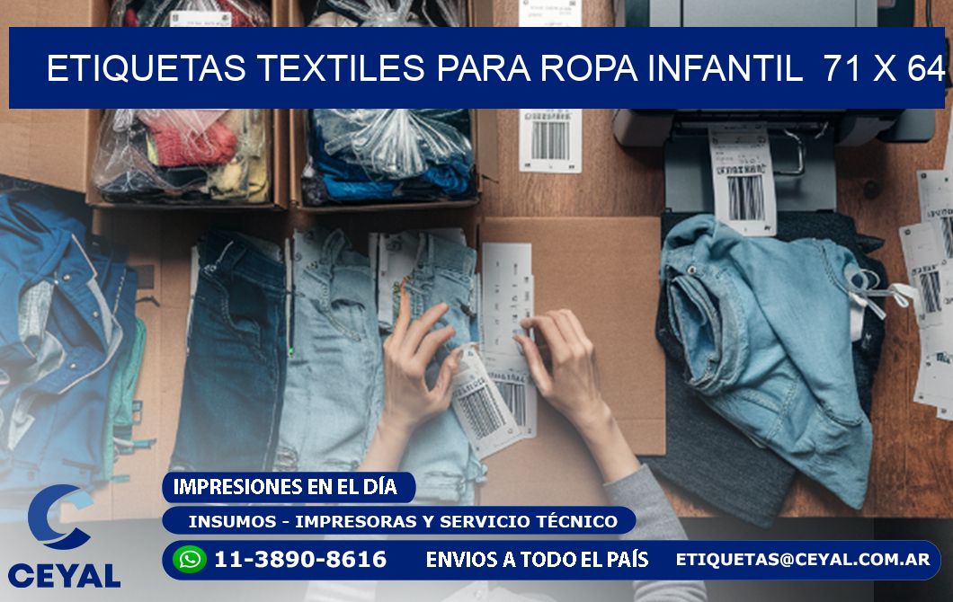 ETIQUETAS TEXTILES PARA ROPA INFANTIL 71 x 64