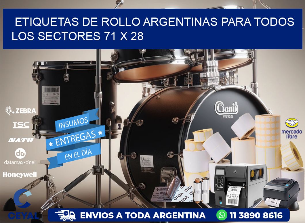 Etiquetas de Rollo Argentinas para Todos los Sectores 71 x 28