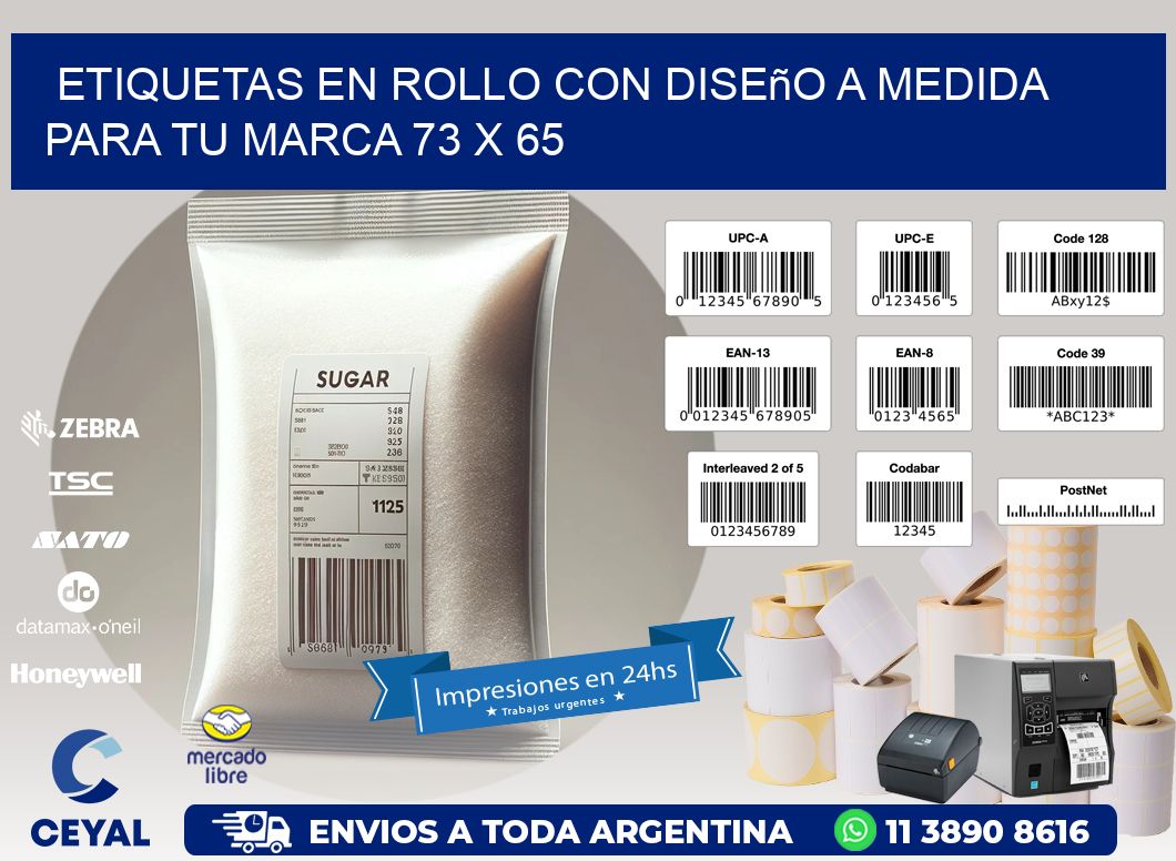 Etiquetas en Rollo con Diseño a Medida para tu Marca 73 x 65