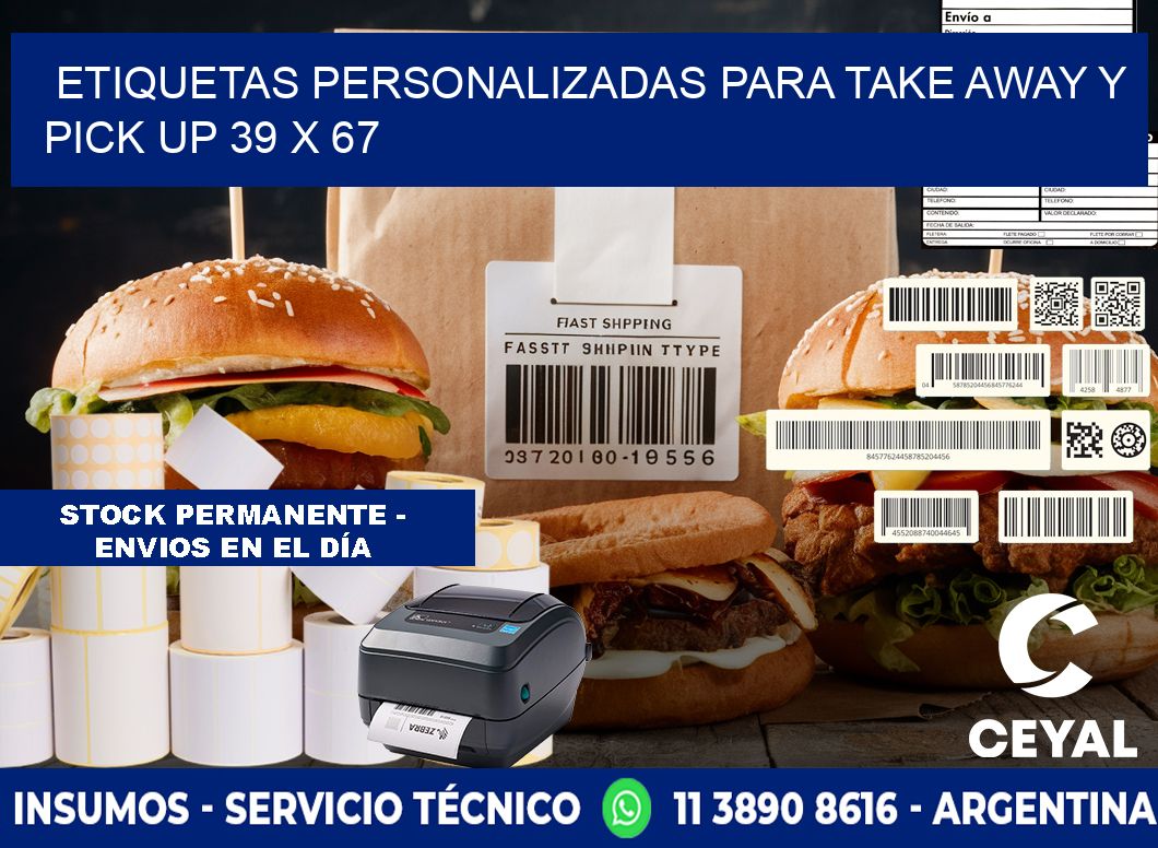 Etiquetas personalizadas para take away y pick up 39 x 67