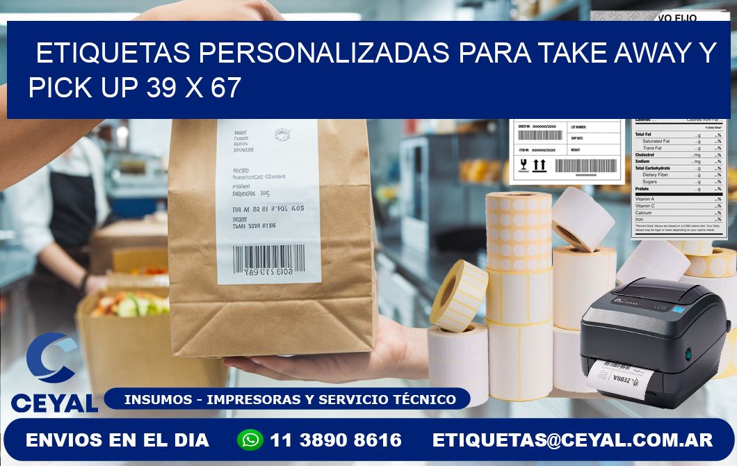 Etiquetas personalizadas para take away y pick up 39 x 67