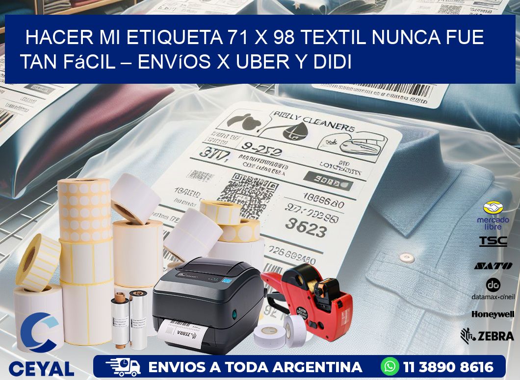 Hacer mi Etiqueta 71 x 98 textil nunca fue tan fácil – Envíos x Uber y DiDi