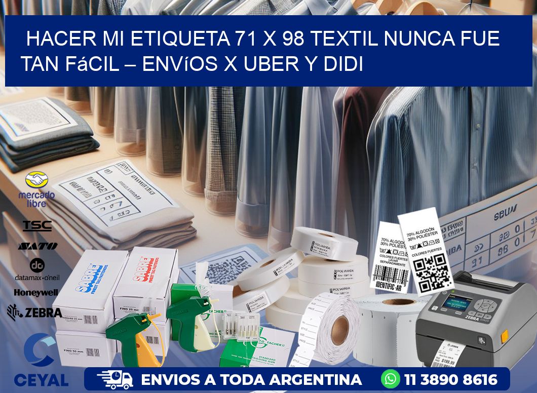 Hacer mi Etiqueta 71 x 98 textil nunca fue tan fácil – Envíos x Uber y DiDi