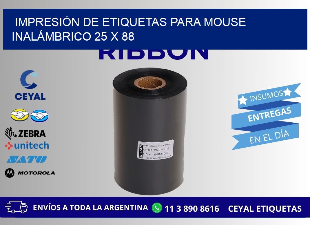 IMPRESIÓN DE ETIQUETAS PARA MOUSE INALÁMBRICO 25 x 88