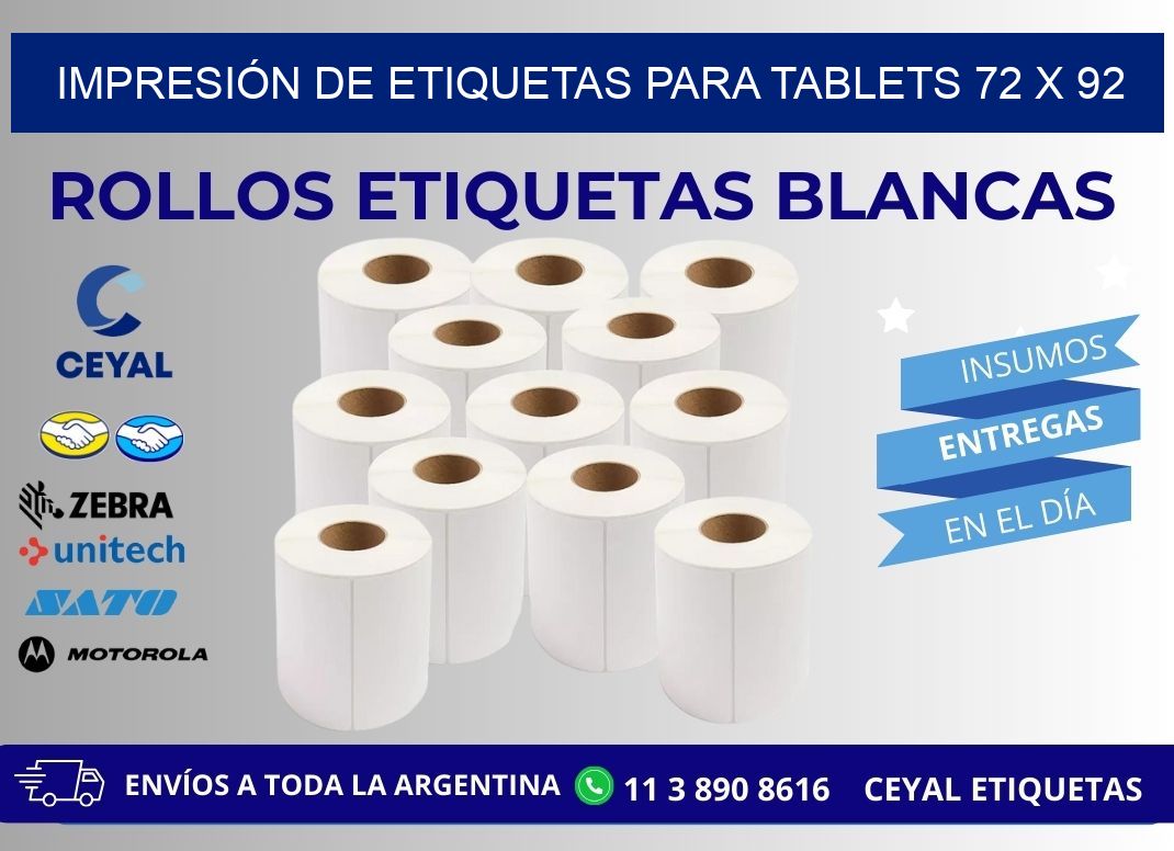 IMPRESIÓN DE ETIQUETAS PARA TABLETS 72 x 92