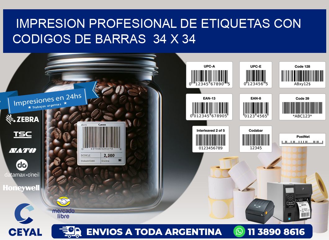 Impresion Profesional de Etiquetas con Codigos de Barras 34 x 34