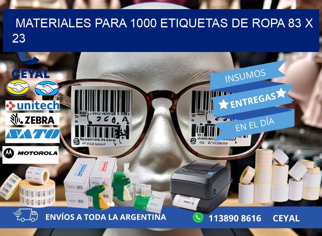 MATERIALES PARA 1000 ETIQUETAS DE ROPA 83 x 23