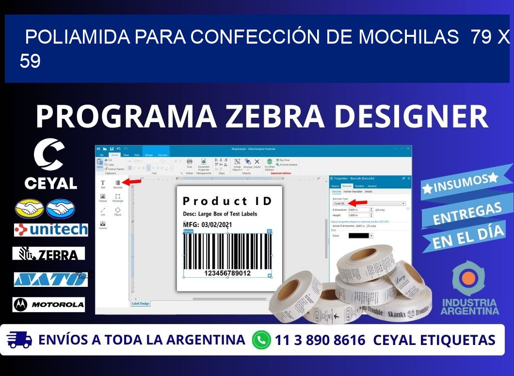 POLIAMIDA PARA CONFECCIÓN DE MOCHILAS 79 x 59