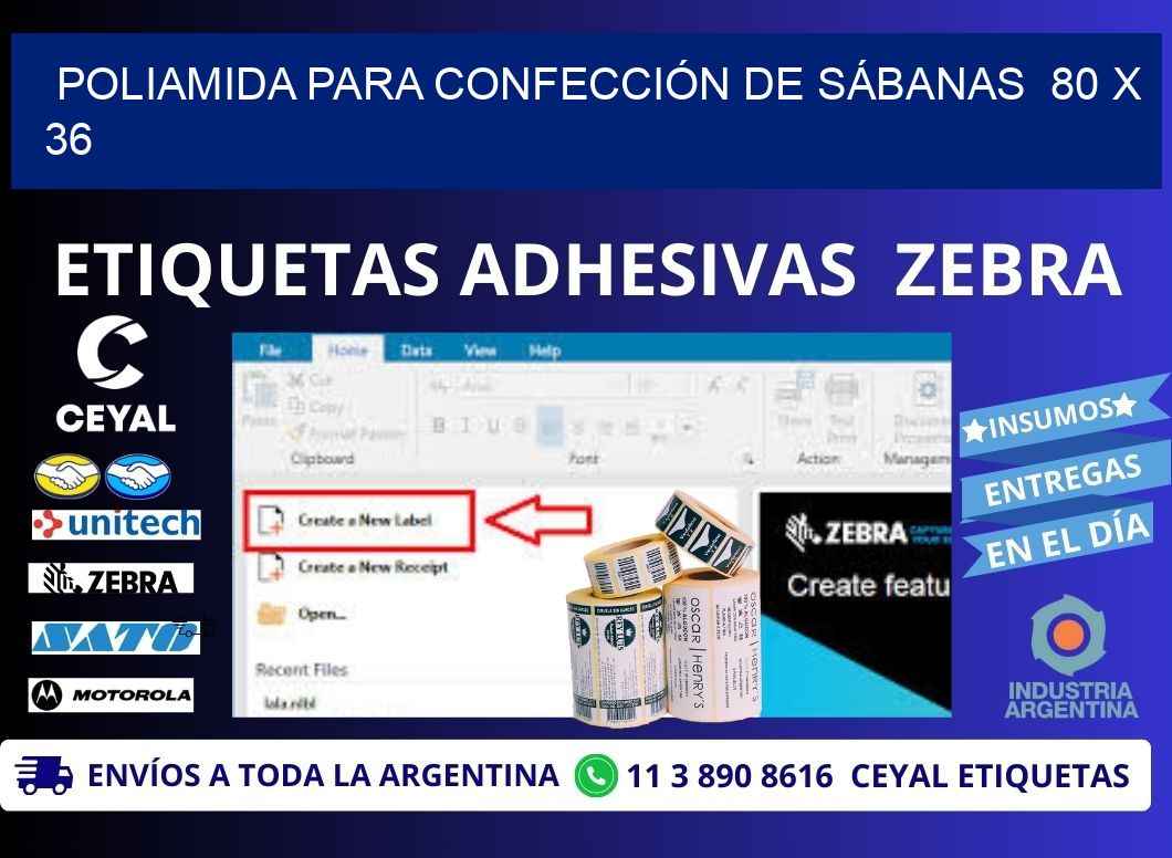 POLIAMIDA PARA CONFECCIÓN DE SÁBANAS 80 x 36