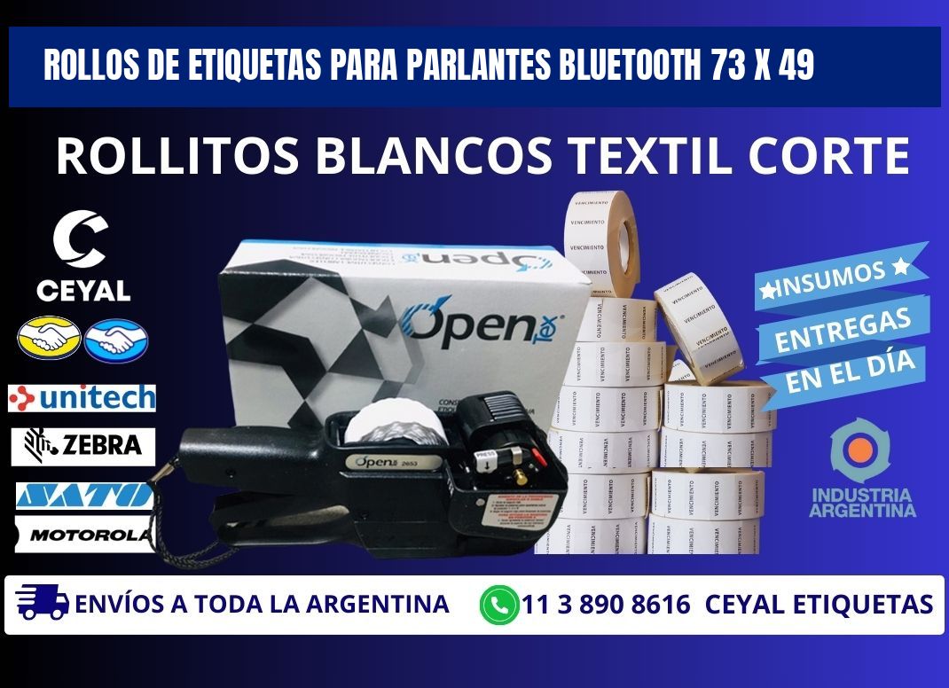 ROLLOS DE ETIQUETAS PARA PARLANTES BLUETOOTH 73 x 49