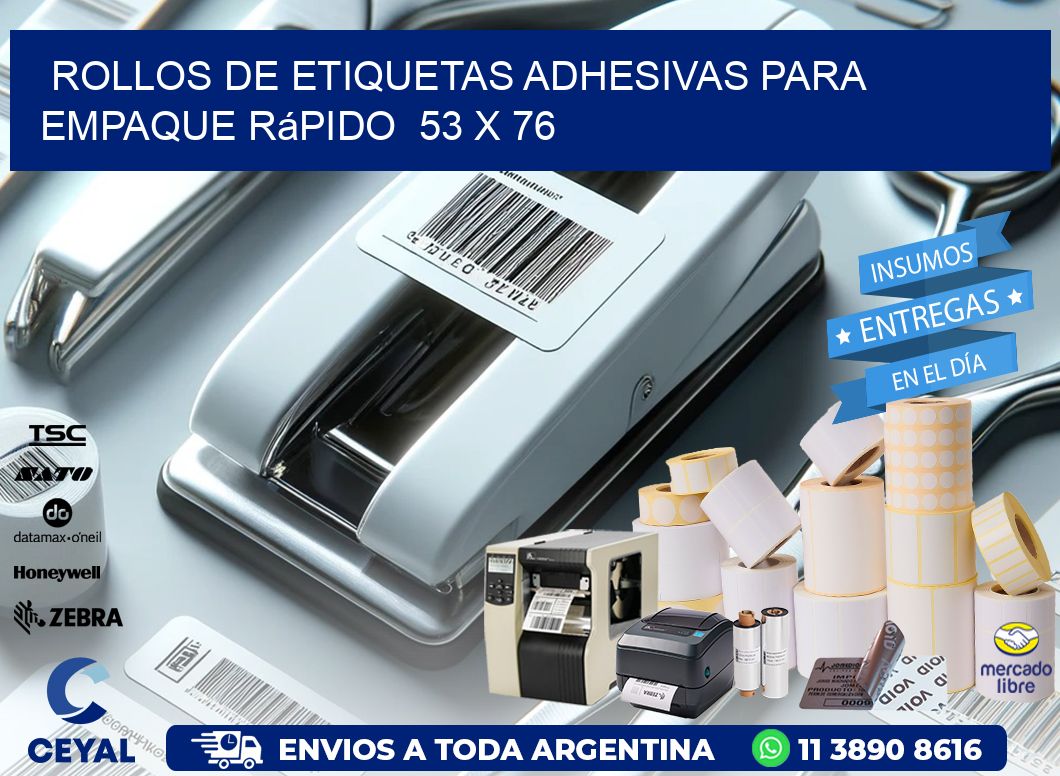 Rollos de Etiquetas Adhesivas para Empaque Rápido 53 x 76