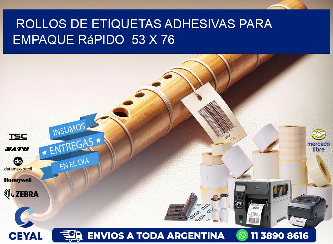 Rollos de Etiquetas Adhesivas para Empaque Rápido 53 x 76