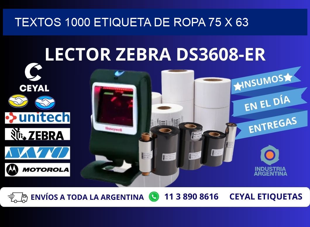 TEXTOS 1000 ETIQUETA DE ROPA 75 x 63