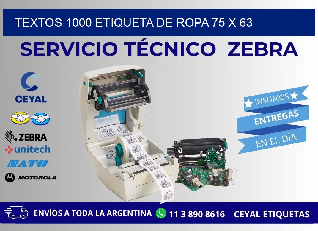 TEXTOS 1000 ETIQUETA DE ROPA 75 x 63
