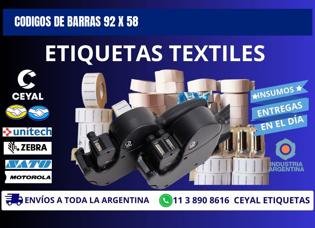 CODIGOS DE BARRAS 92 x 58