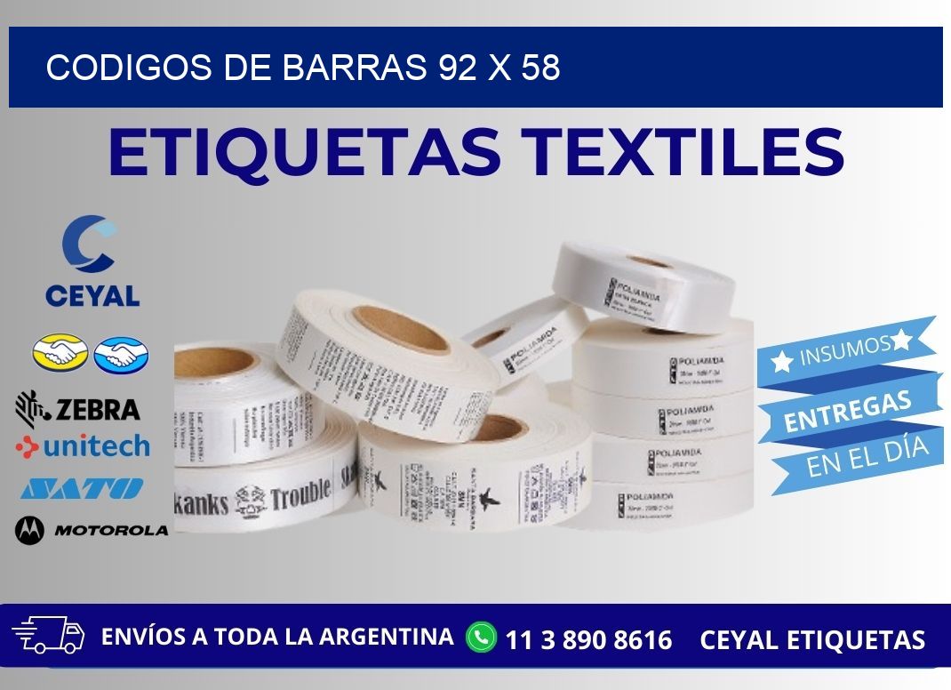 CODIGOS DE BARRAS 92 x 58
