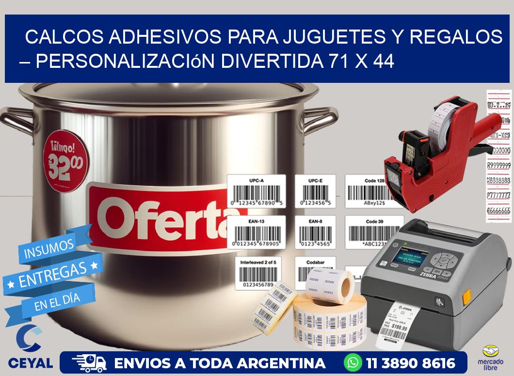 Calcos Adhesivos para Juguetes y Regalos – Personalización Divertida 71 x 44