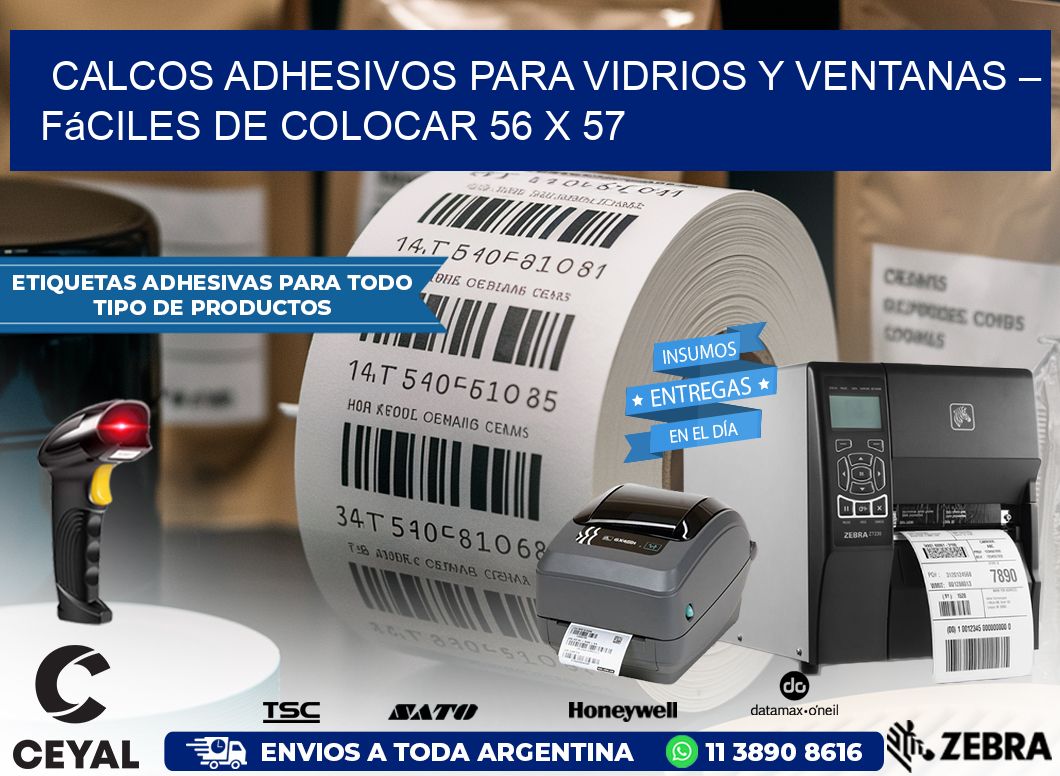 Calcos Adhesivos para Vidrios y Ventanas – Fáciles de Colocar 56 x 57