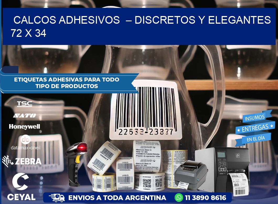 Calcos Adhesivos  – Discretos y Elegantes 72 x 34