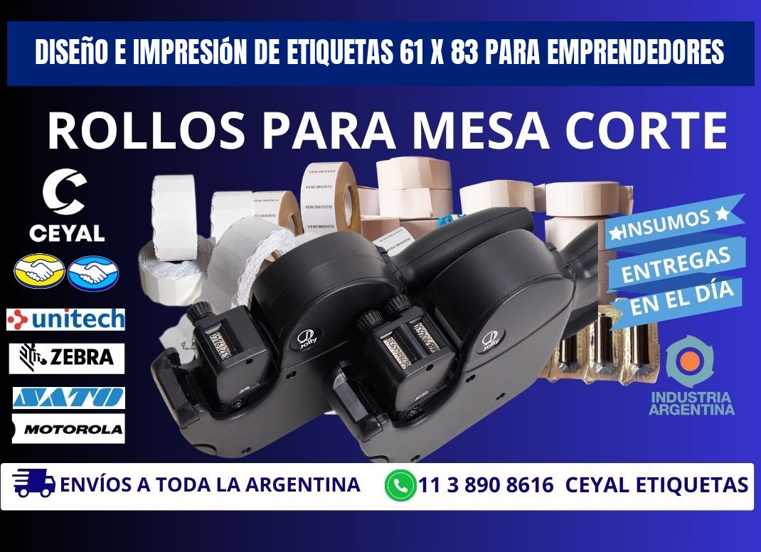 Diseño e Impresión de Etiquetas 61 x 83 para Emprendedores