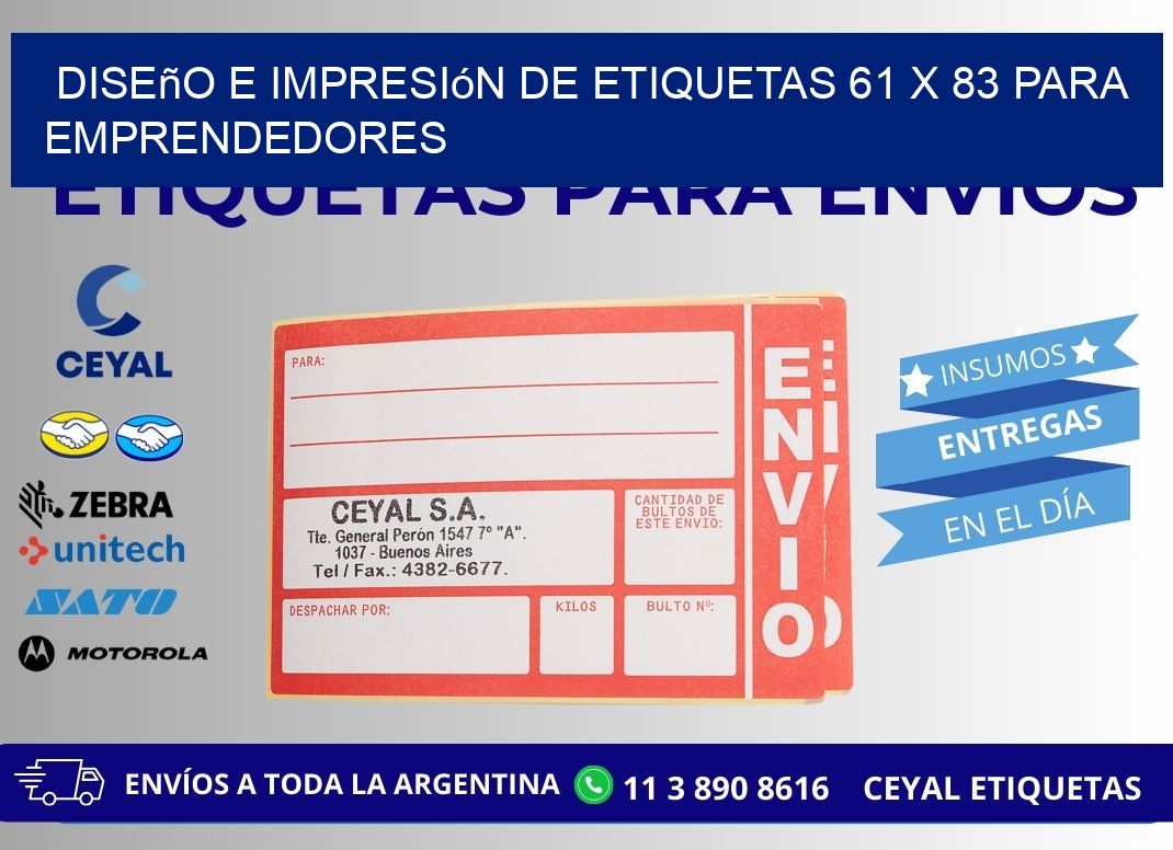 Diseño e Impresión de Etiquetas 61 x 83 para Emprendedores